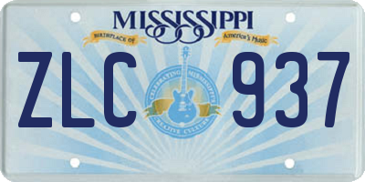 MS license plate ZLC937
