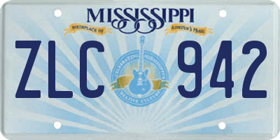 MS license plate ZLC942