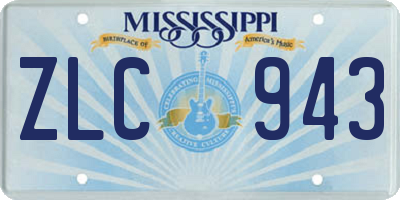 MS license plate ZLC943