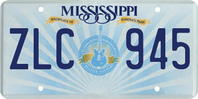 MS license plate ZLC945