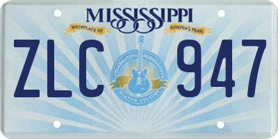 MS license plate ZLC947