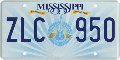 MS license plate ZLC950