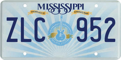MS license plate ZLC952