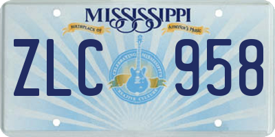MS license plate ZLC958
