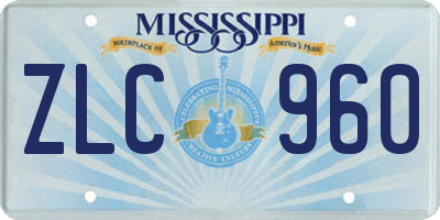 MS license plate ZLC960