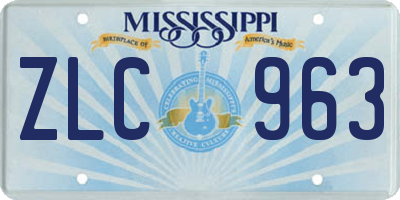 MS license plate ZLC963