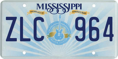MS license plate ZLC964