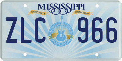 MS license plate ZLC966