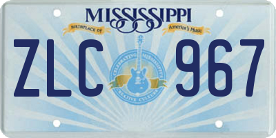 MS license plate ZLC967