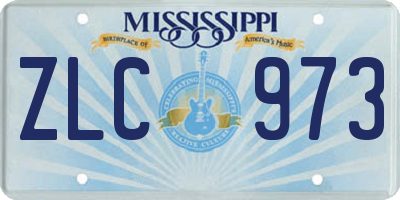 MS license plate ZLC973