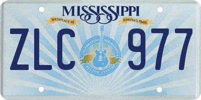 MS license plate ZLC977