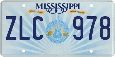 MS license plate ZLC978