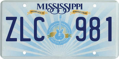 MS license plate ZLC981