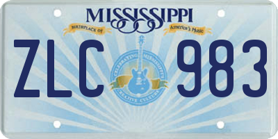 MS license plate ZLC983