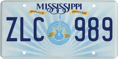MS license plate ZLC989