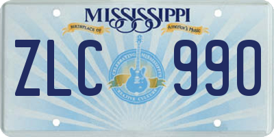 MS license plate ZLC990