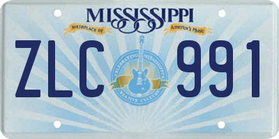 MS license plate ZLC991