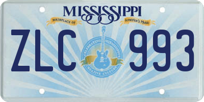 MS license plate ZLC993