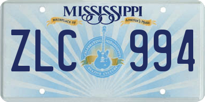 MS license plate ZLC994