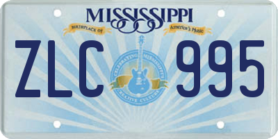 MS license plate ZLC995