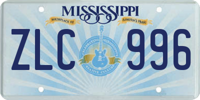 MS license plate ZLC996