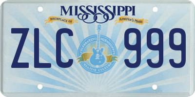 MS license plate ZLC999