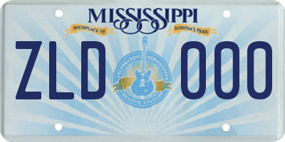 MS license plate ZLD000