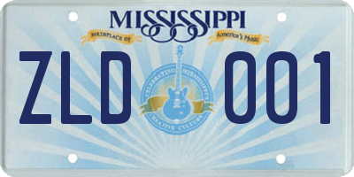 MS license plate ZLD001