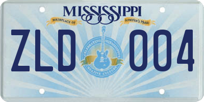 MS license plate ZLD004