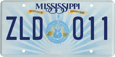 MS license plate ZLD011