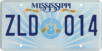 MS license plate ZLD014