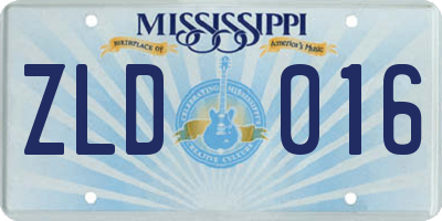 MS license plate ZLD016