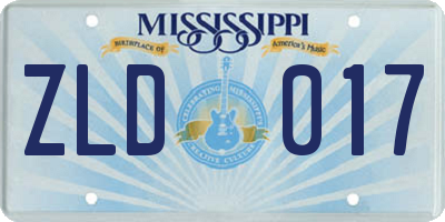 MS license plate ZLD017