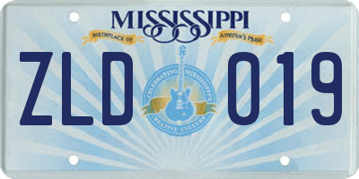 MS license plate ZLD019