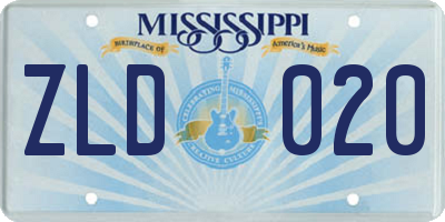 MS license plate ZLD020