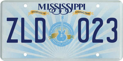 MS license plate ZLD023