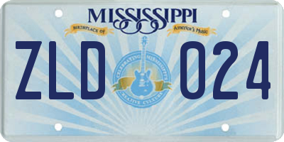 MS license plate ZLD024