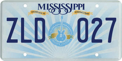 MS license plate ZLD027