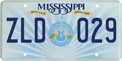 MS license plate ZLD029