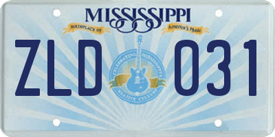 MS license plate ZLD031