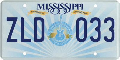 MS license plate ZLD033