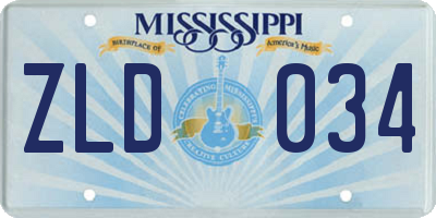MS license plate ZLD034