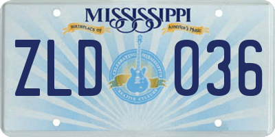 MS license plate ZLD036