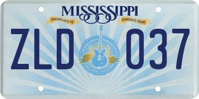MS license plate ZLD037