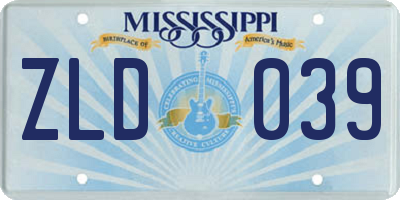 MS license plate ZLD039