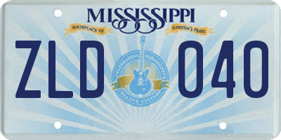 MS license plate ZLD040