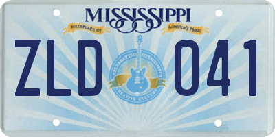 MS license plate ZLD041