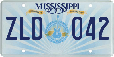 MS license plate ZLD042