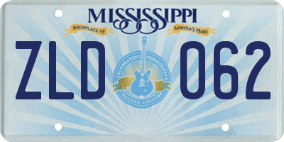 MS license plate ZLD062