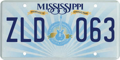 MS license plate ZLD063